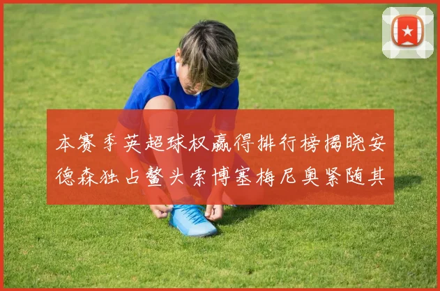 本赛季英超球权赢得排行榜揭晓安德森独占鳌头索博塞梅尼奥紧随其后